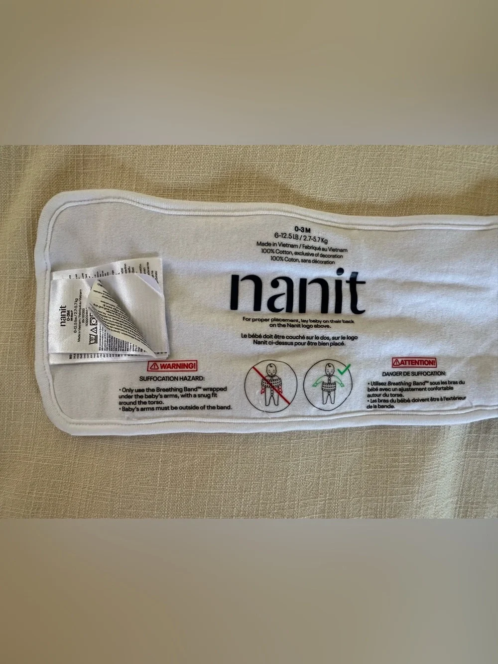 Nanit Pack of 2 Breathing Bands - 100% Cotton, 0-3 months